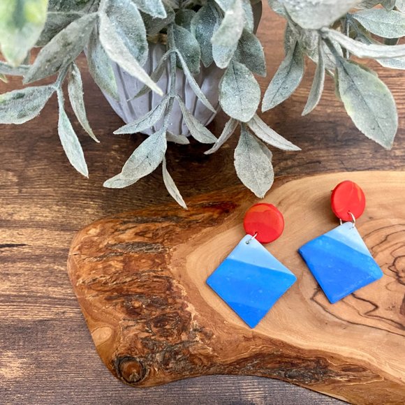 Hand Crafted Jewelry - Handmade Clay Earrings - Fire & Ice Series